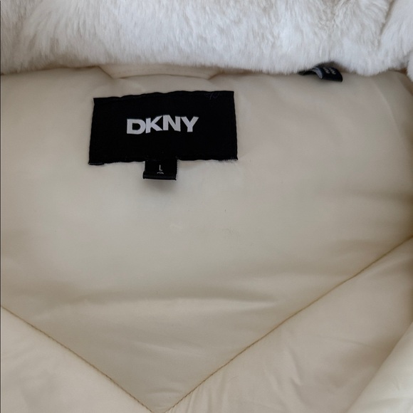 DKNY Cream Hooded Puffer Coat - Picture 16 of 16